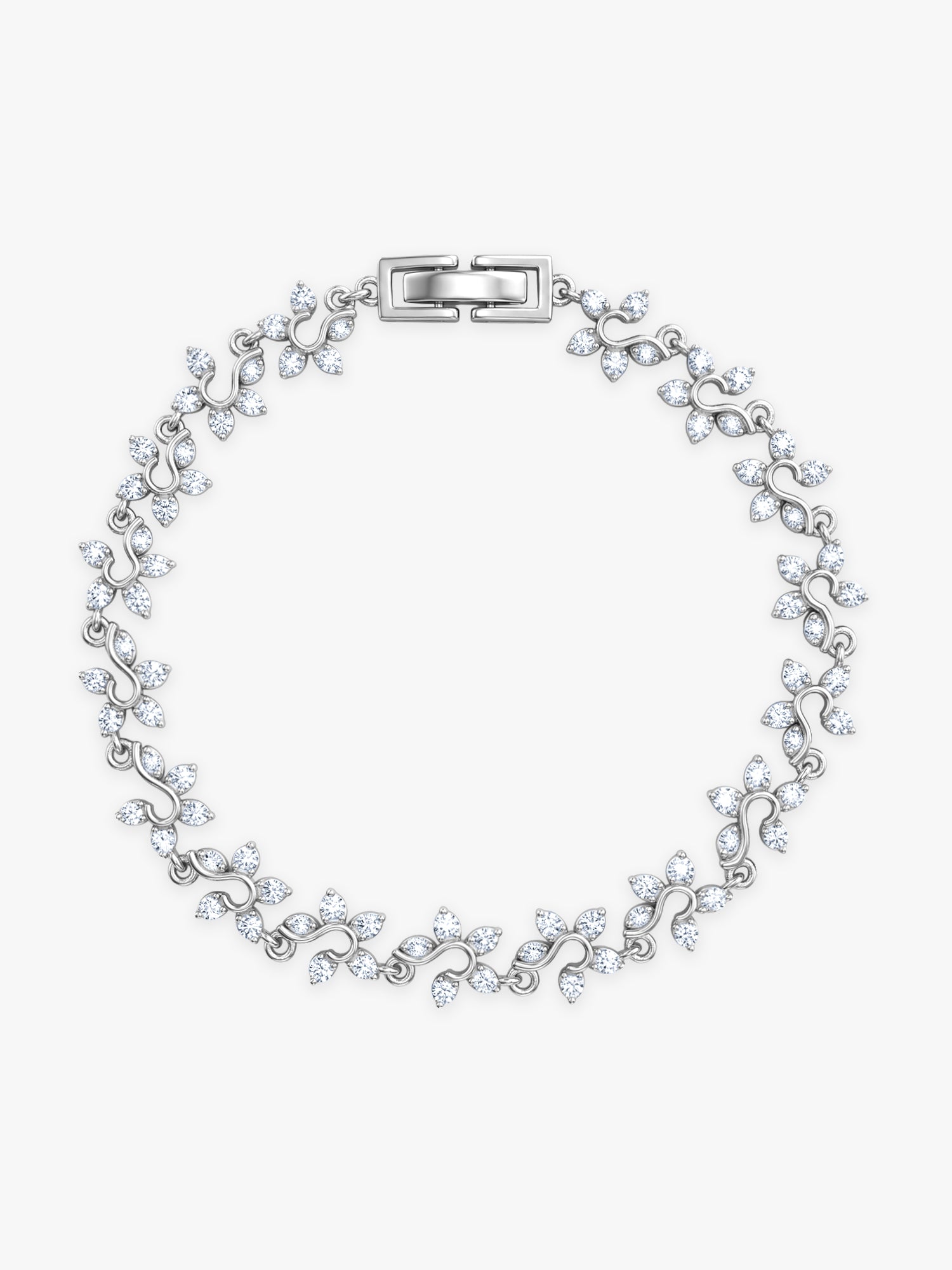 Silver Valora Floral Bracelet (Size 5.88)