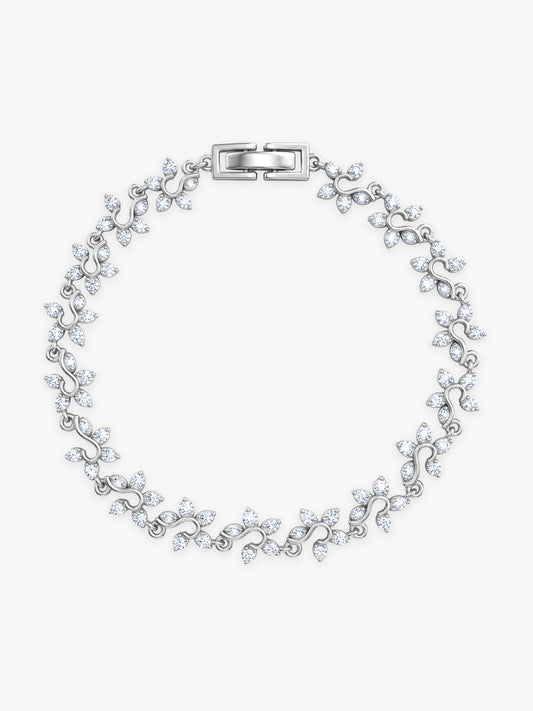 Silver Valora Floral Bracelet (Size 5.88)