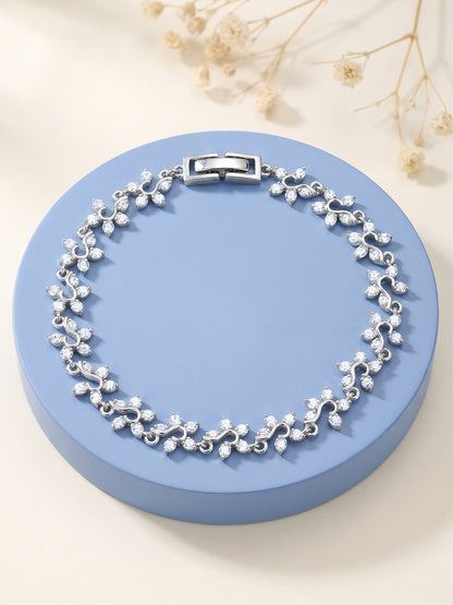 Silver Valora Floral Bracelet (Size 5.88)