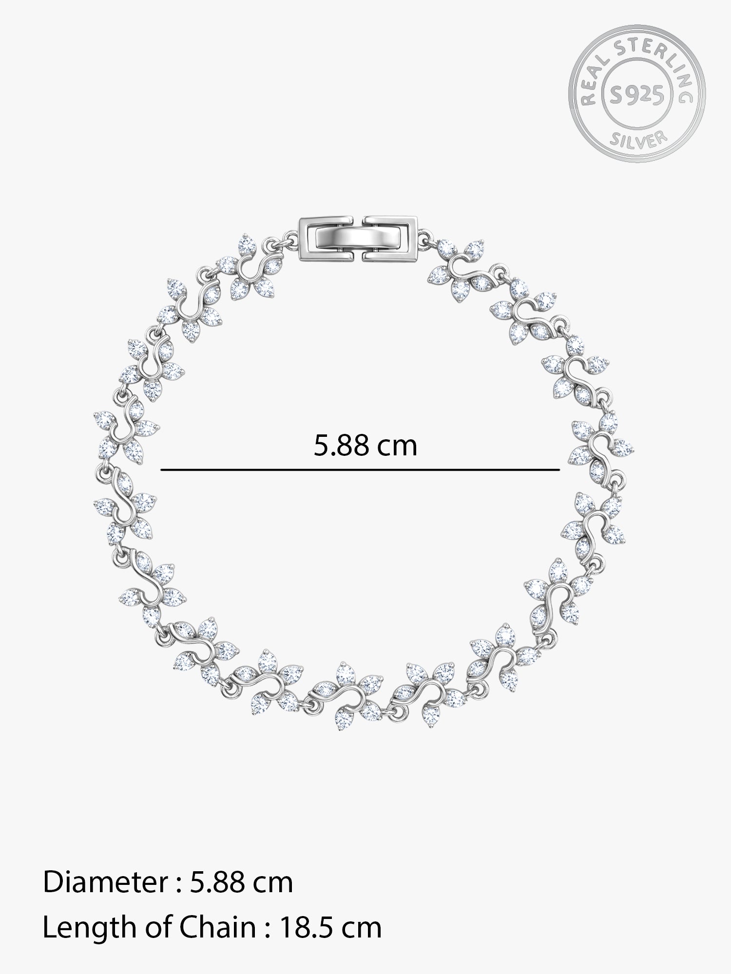 Silver Valora Floral Bracelet (Size 5.88)