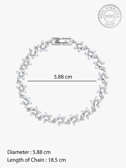 Silver Valora Floral Bracelet (Size 5.88)