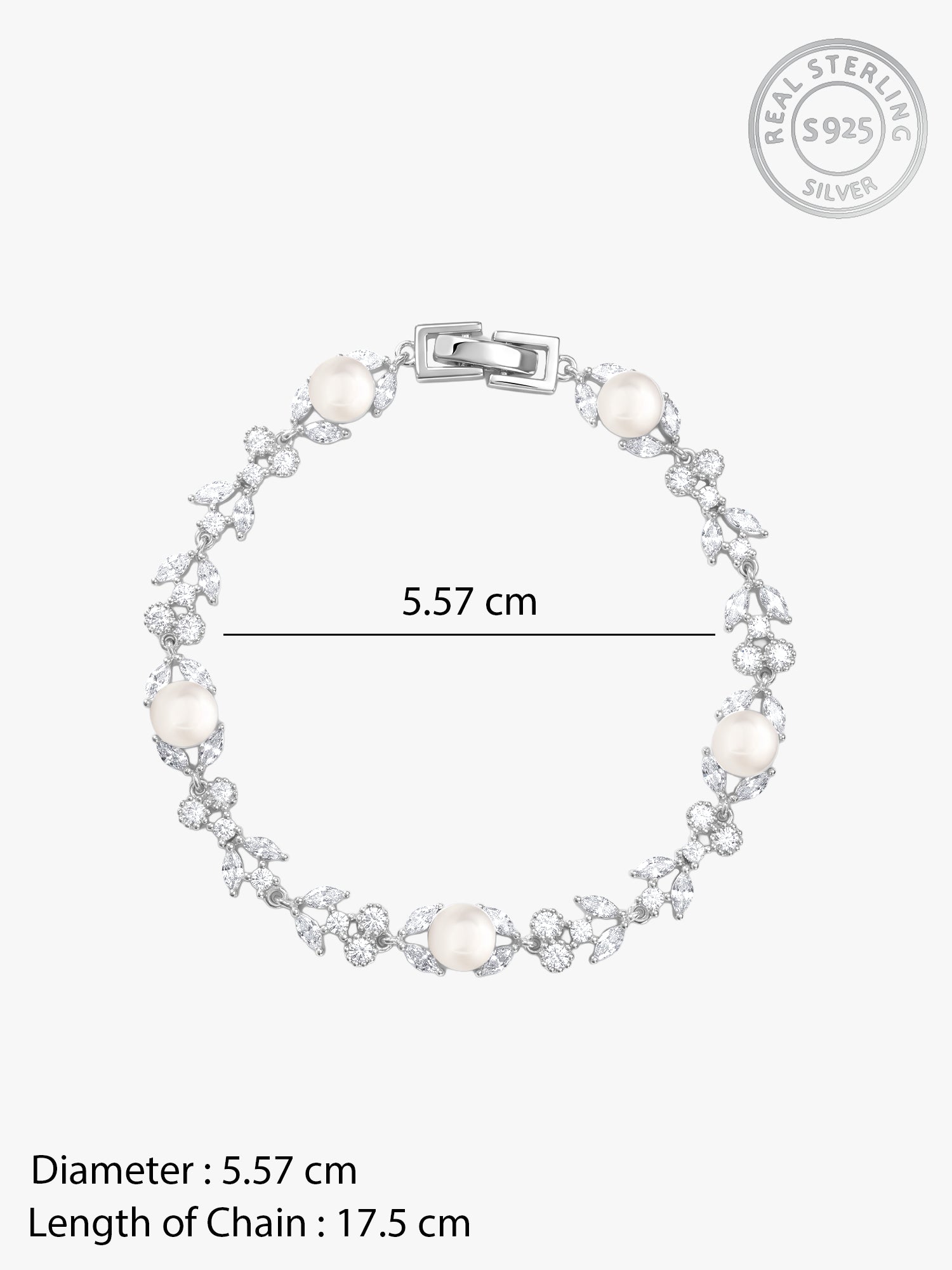 Silver Crawford Pearl Bracelet (Size 5.57)
