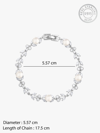 Silver Crawford Pearl Bracelet (Size 5.57)
