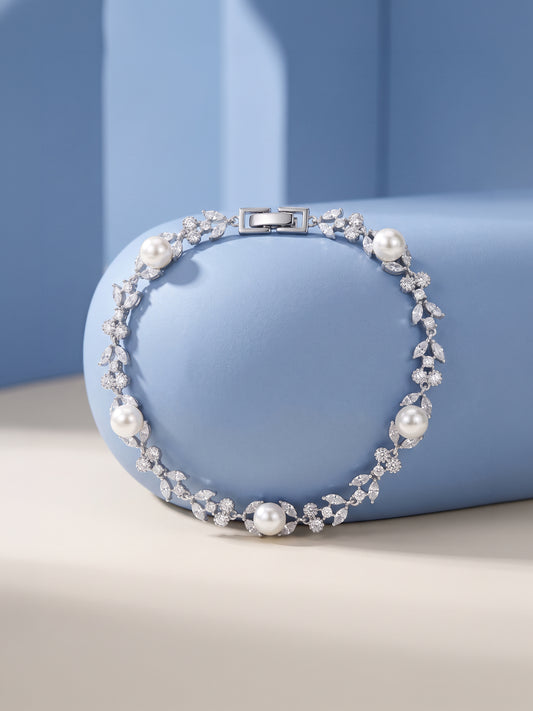 Silver Crawford Pearl Bracelet (Size 6.2)