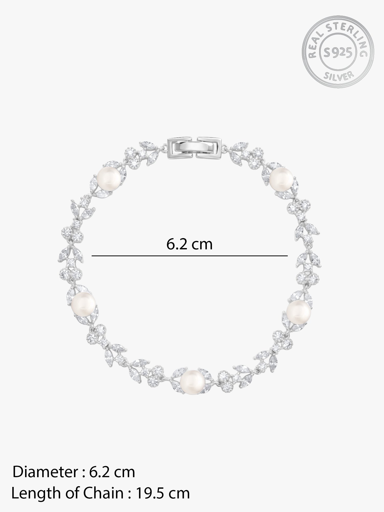 Silver Crawford Pearl Bracelet (Size 6.2)