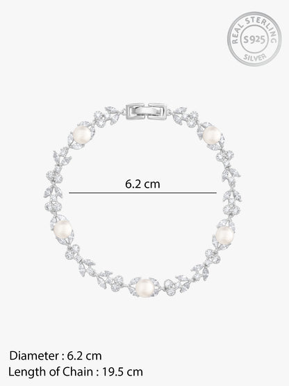 Silver Crawford Pearl Bracelet (Size 6.2)