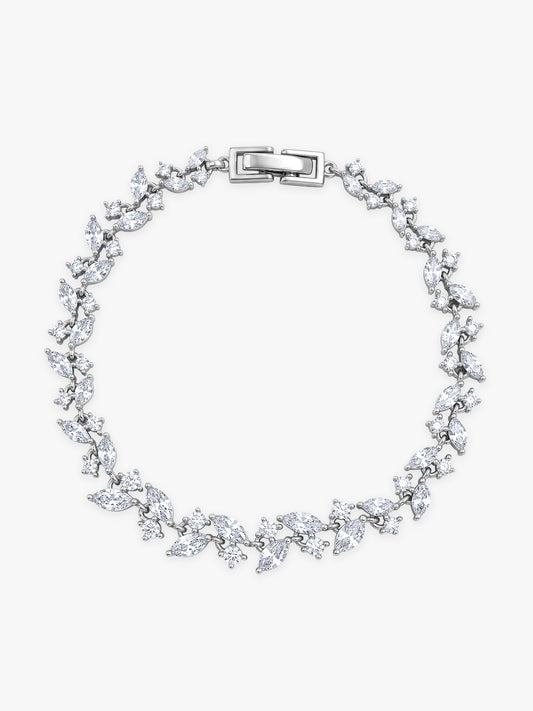 Silver Celestielle Floral Bracelet (Size 5.73)