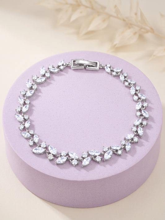 Silver Celestielle Floral Bracelet (Size 5.73)