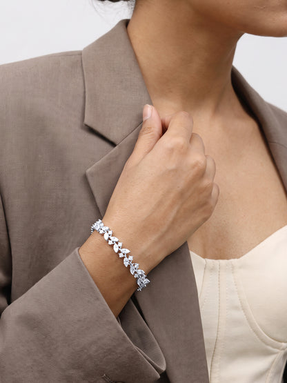 Silver Celestielle Floral Bracelet (Size 5.73)