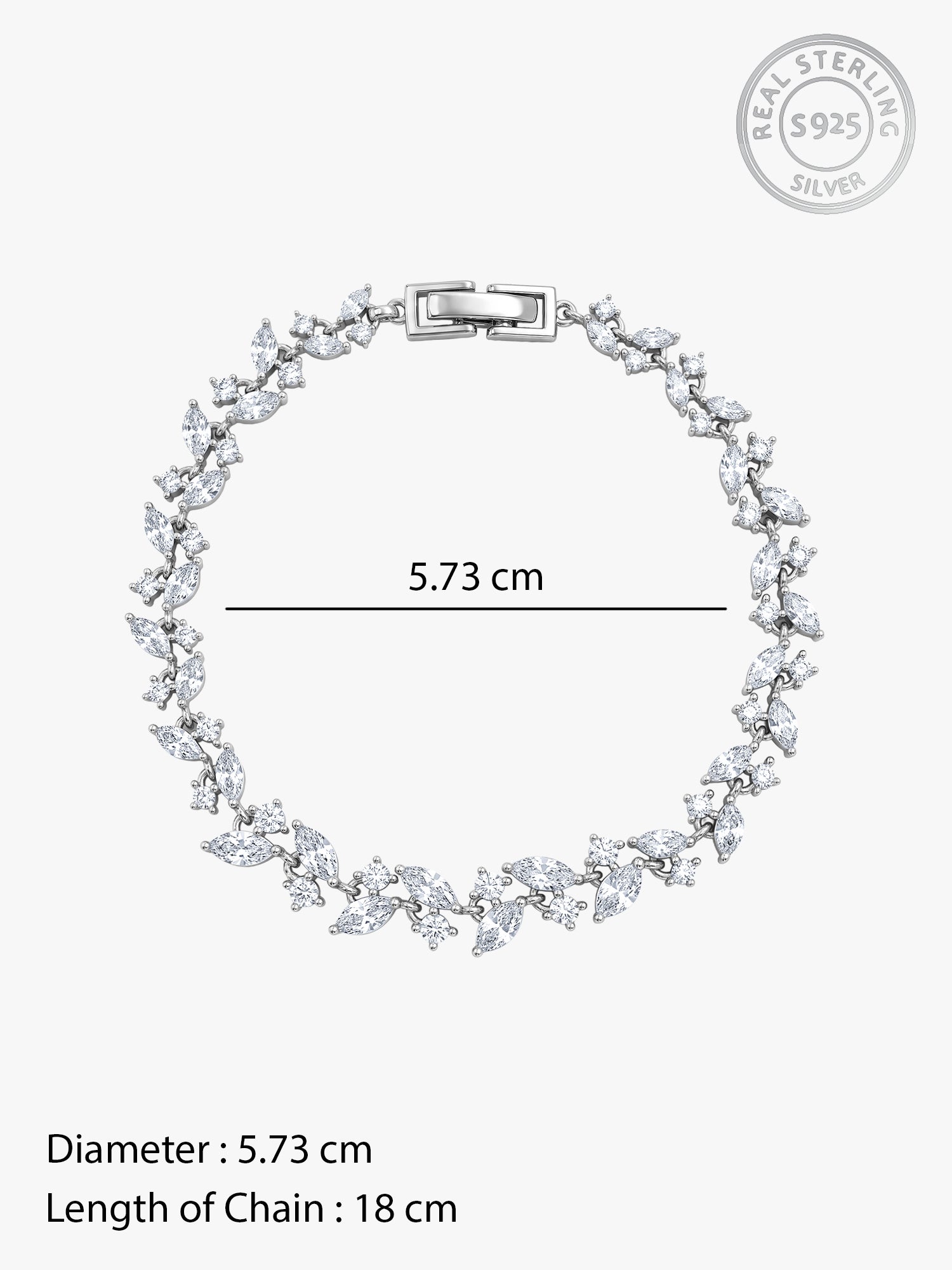 Silver Celestielle Floral Bracelet (Size 5.73)