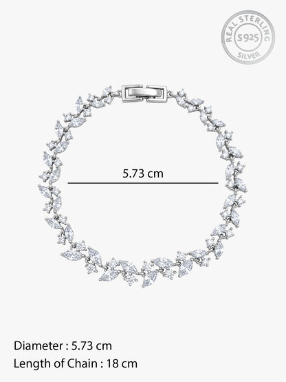 Silver Celestielle Floral Bracelet (Size 5.73)