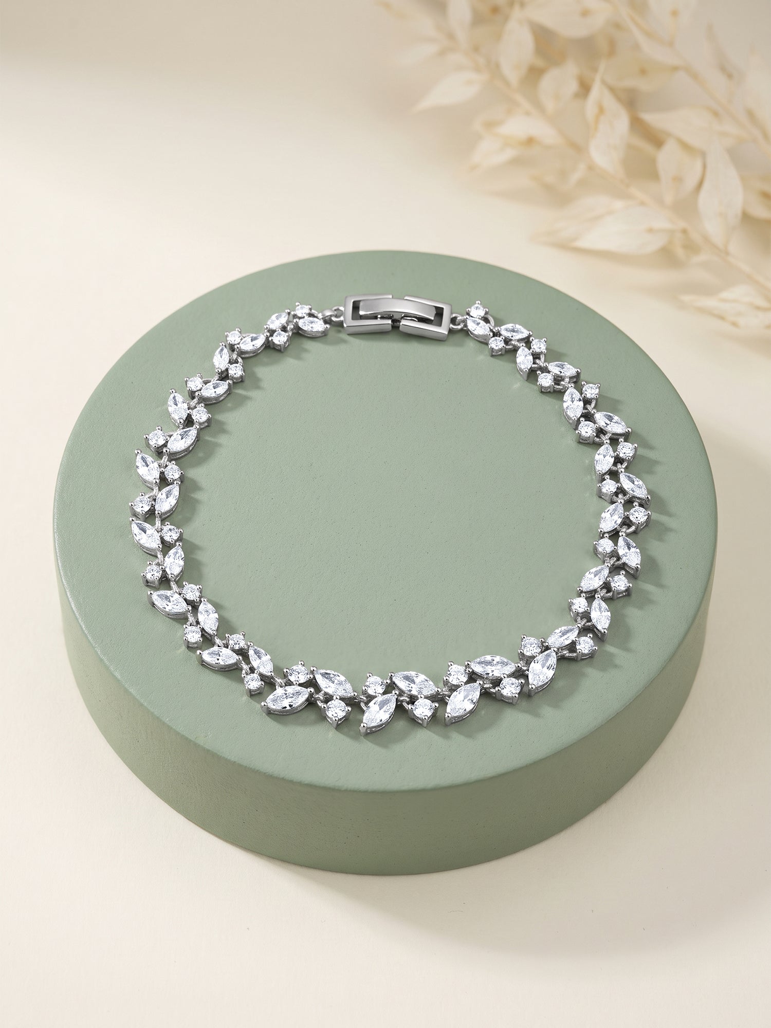 Silver Celestielle Floral Bracelet (Size 6.04)