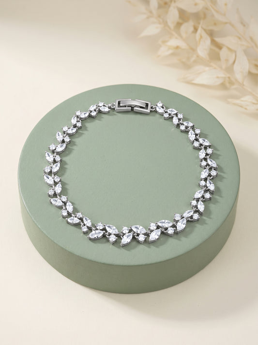 Silver Celestielle Floral Bracelet (Size 6.04)