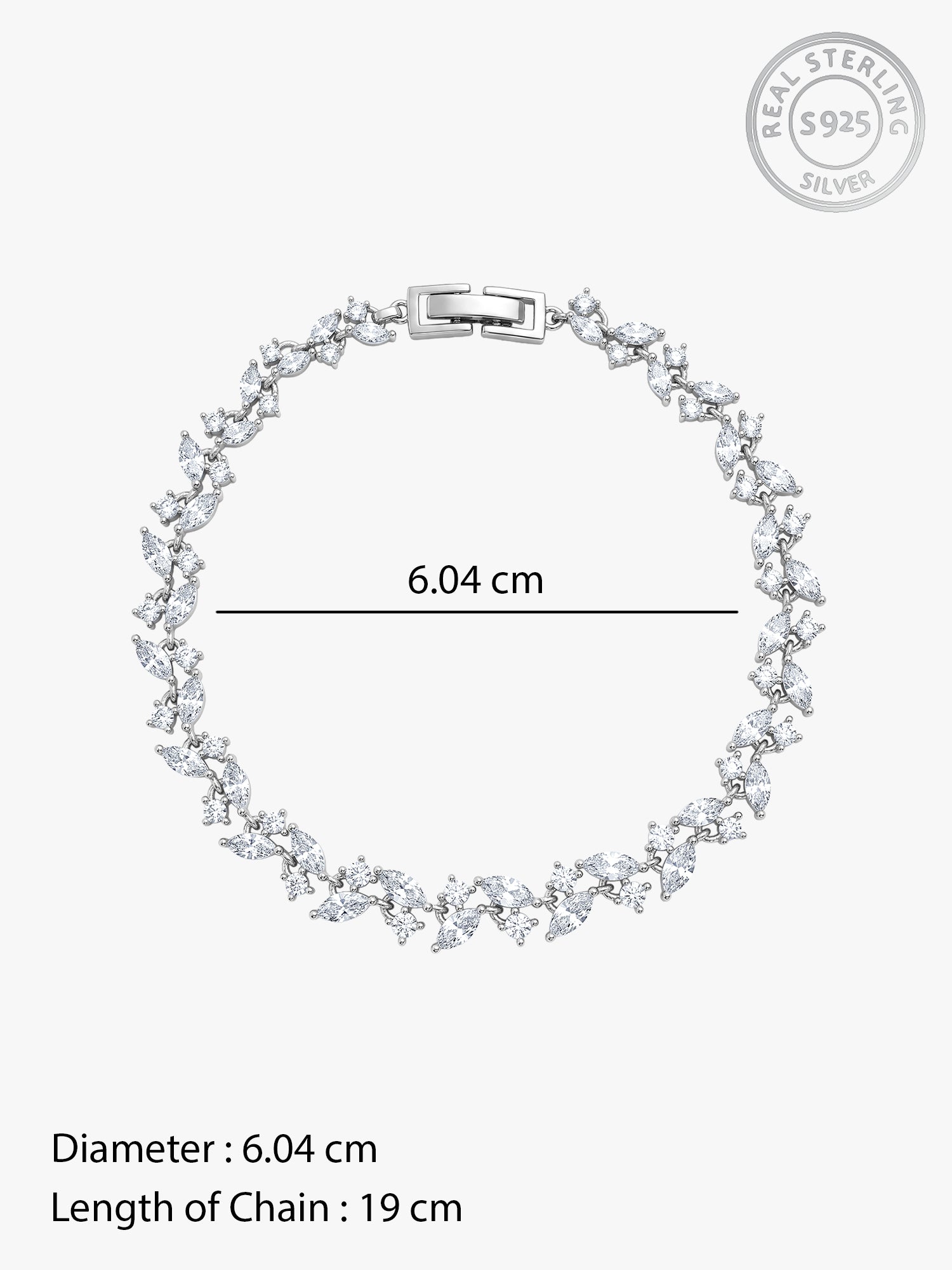 Silver Celestielle Floral Bracelet (Size 6.04)