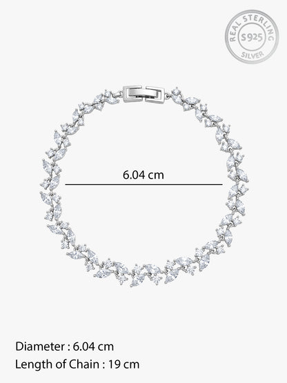 Silver Celestielle Floral Bracelet (Size 6.04)