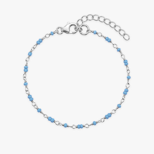 Silver Celadon Beaded Bracelet