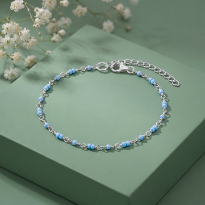 Silver Celadon Beaded Bracelet