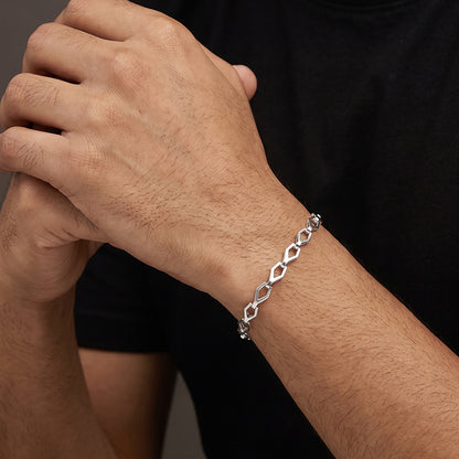 Silver Linked Designed Bracelet For Him