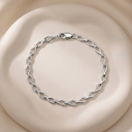 Silver Linked Designed Bracelet For Him