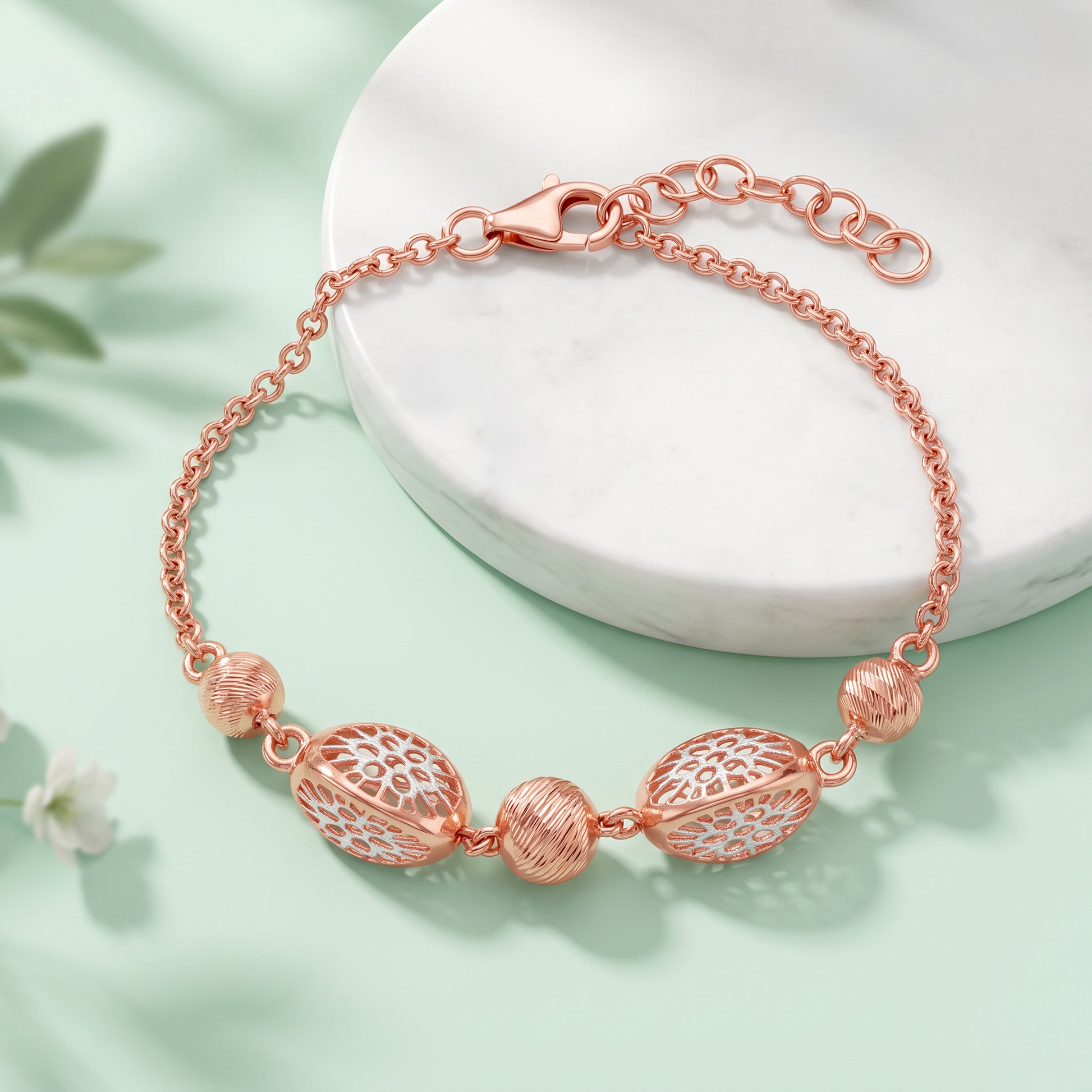 Dual Tone Gaea Silver Bracelet