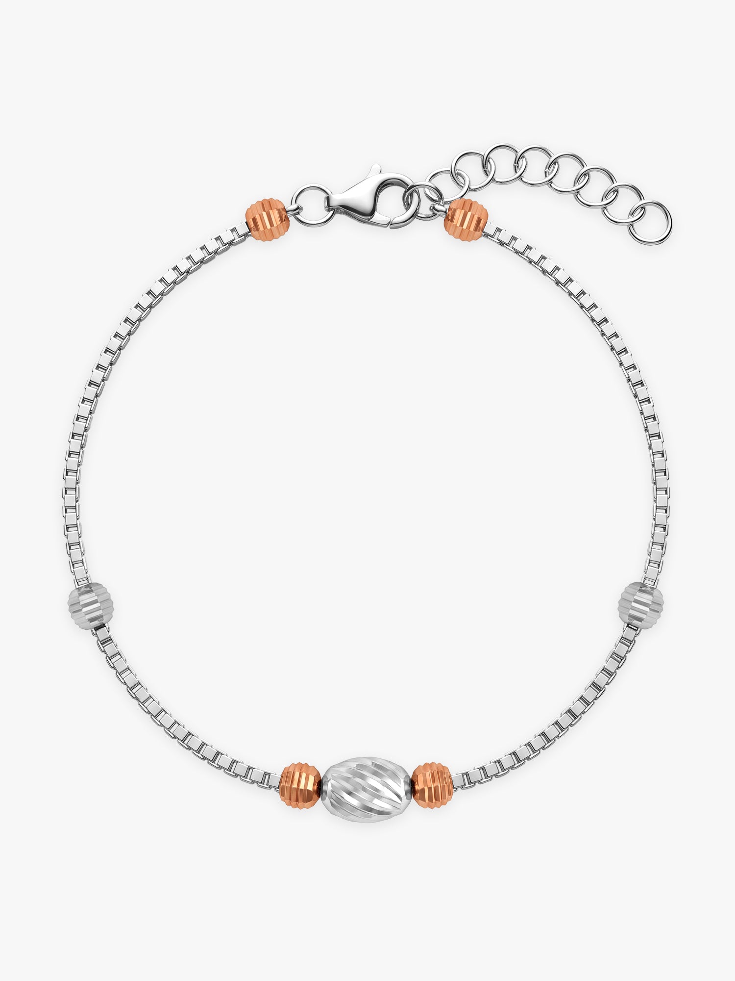 Dual Tone Beaded Stunner Silver Bracelet