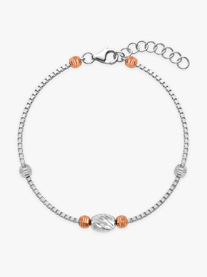 Dual Tone Beaded Stunner Silver Bracelet