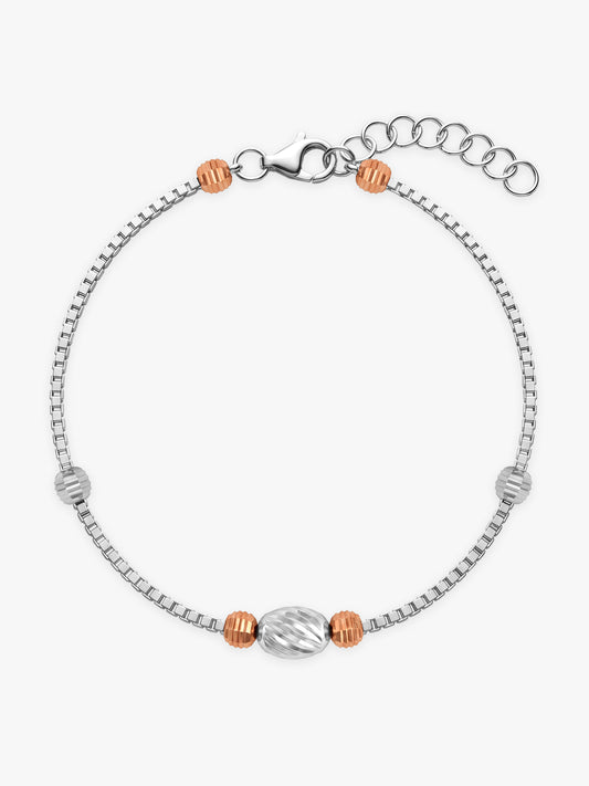 Dual Tone Beaded Stunner Silver Bracelet