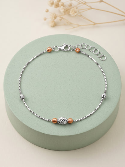 Dual Tone Beaded Stunner Silver Bracelet