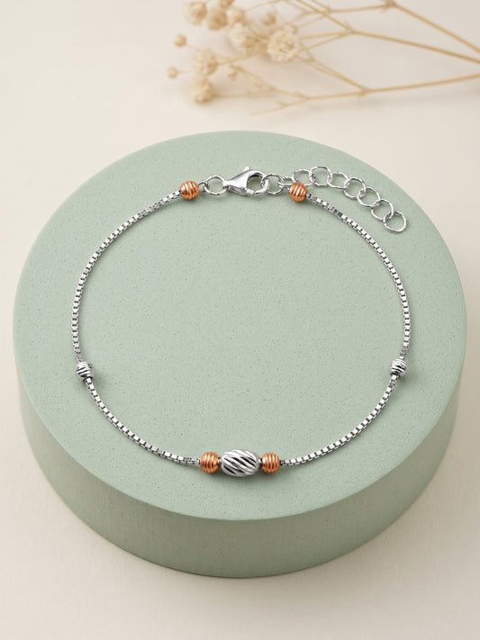 Dual Tone Beaded Stunner Silver Bracelet