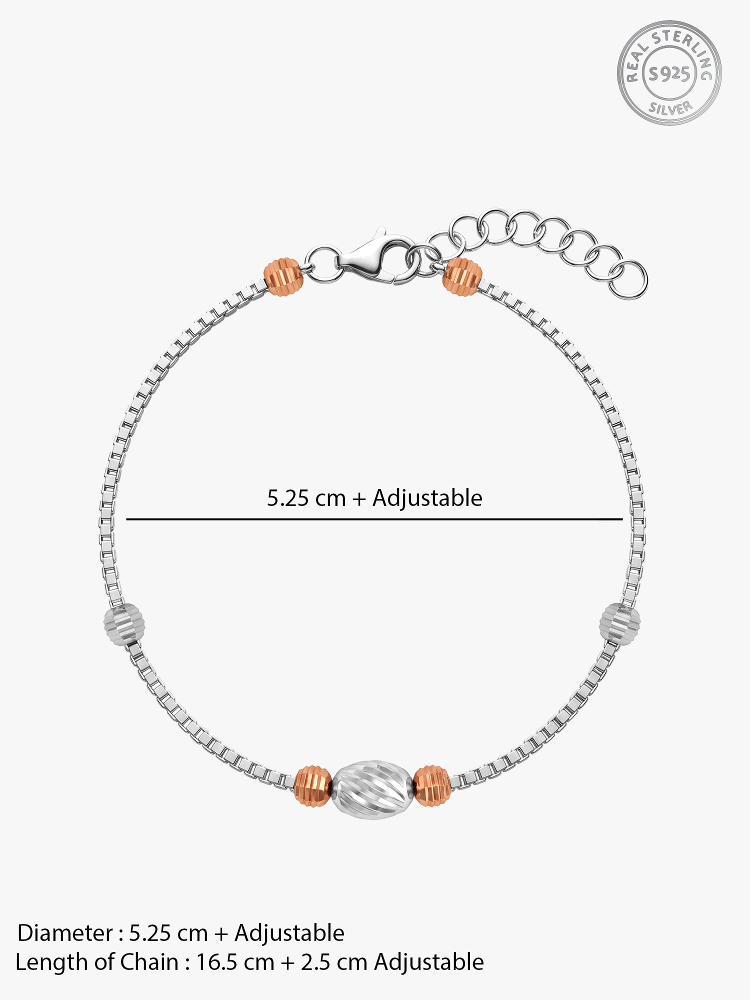 Dual Tone Beaded Stunner Silver Bracelet