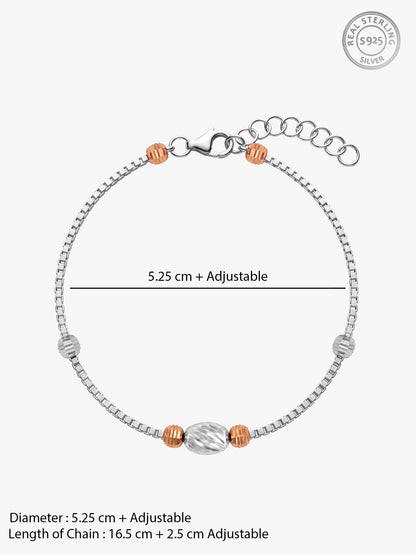 Dual Tone Beaded Stunner Silver Bracelet