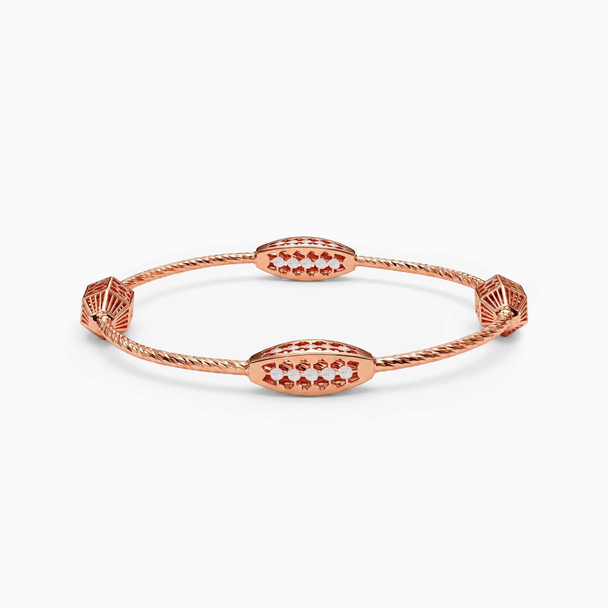 Dual Tone Calla Silver Bangle Bracelet
