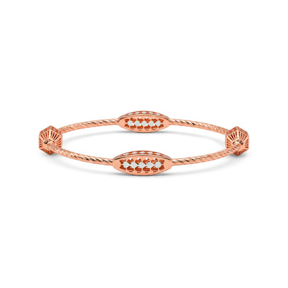 Dual Tone Barrel Silver Bangle Bracelet