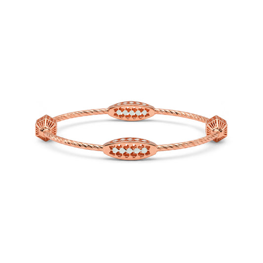 Dual Tone Barrel Silver Bangle Bracelet