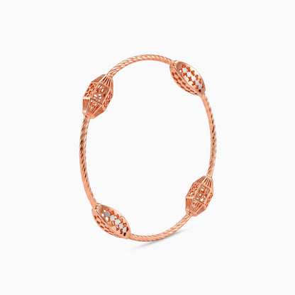 Dual Tone Barrel Silver Bangle Bracelet