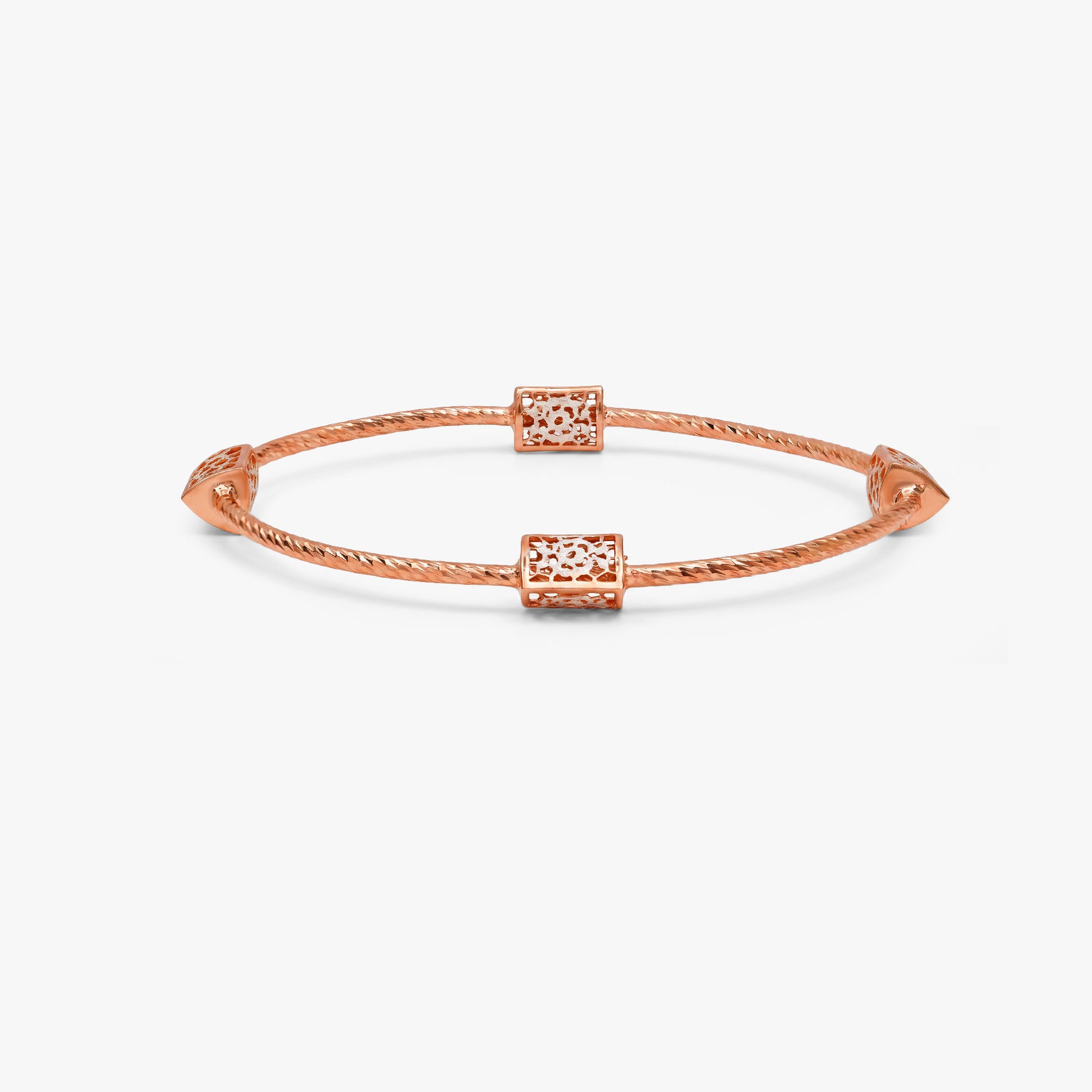 Dual Tone Thalia Silver Bangle Bracelet