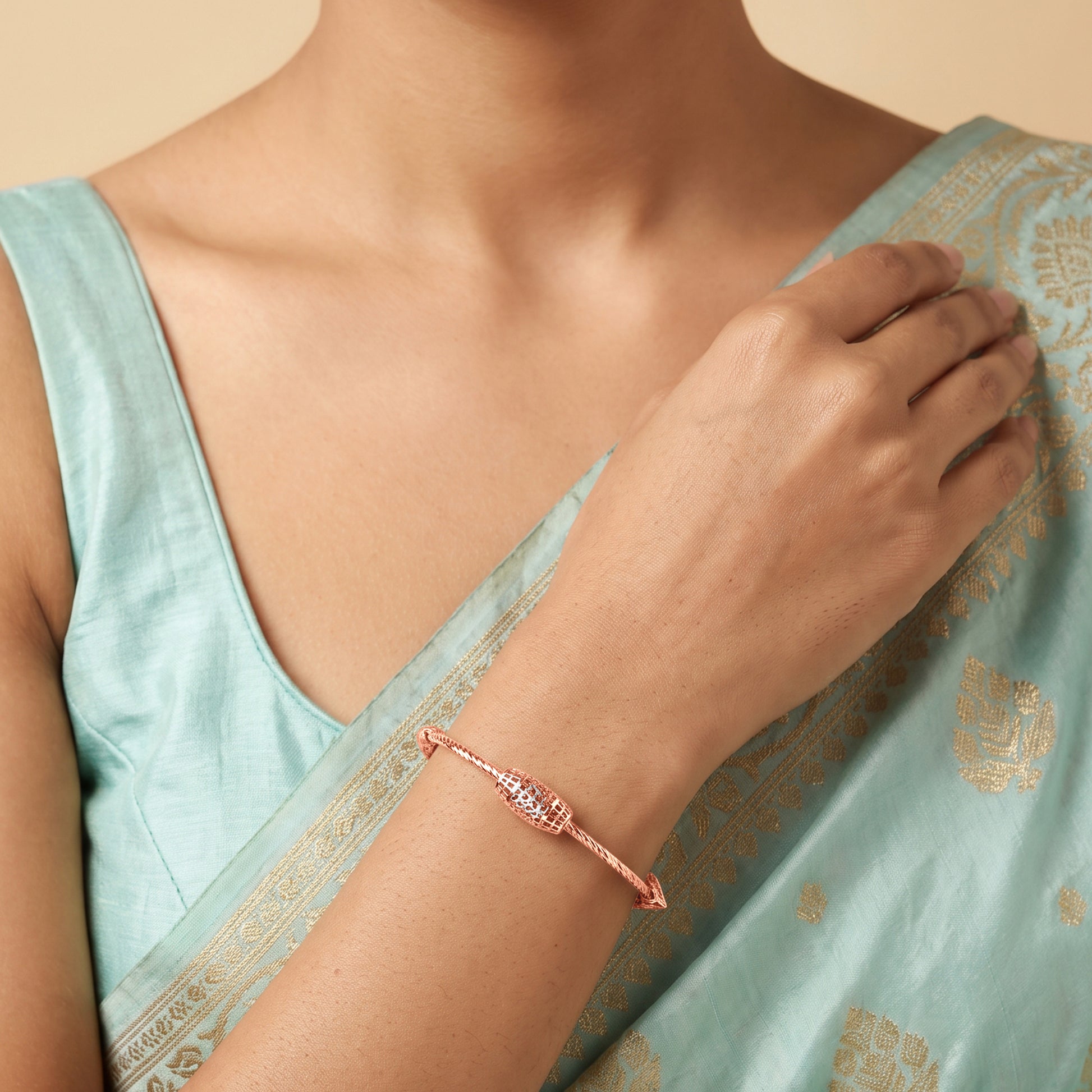 Dual Tone Odel Silver Bangle Bracelet