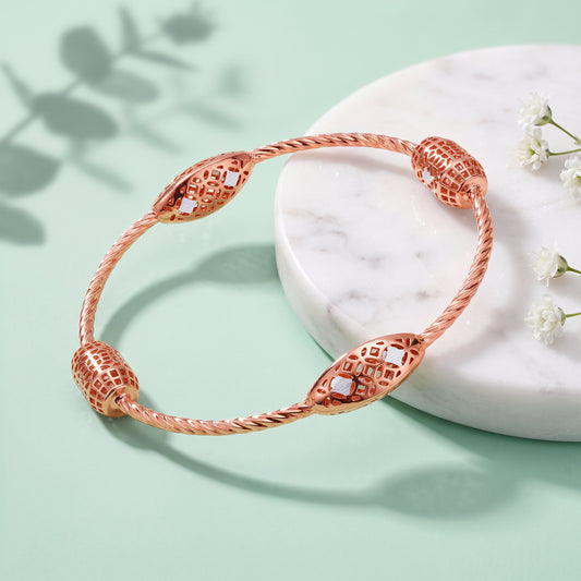 Dual Tone Odel Silver Bangle Bracelet