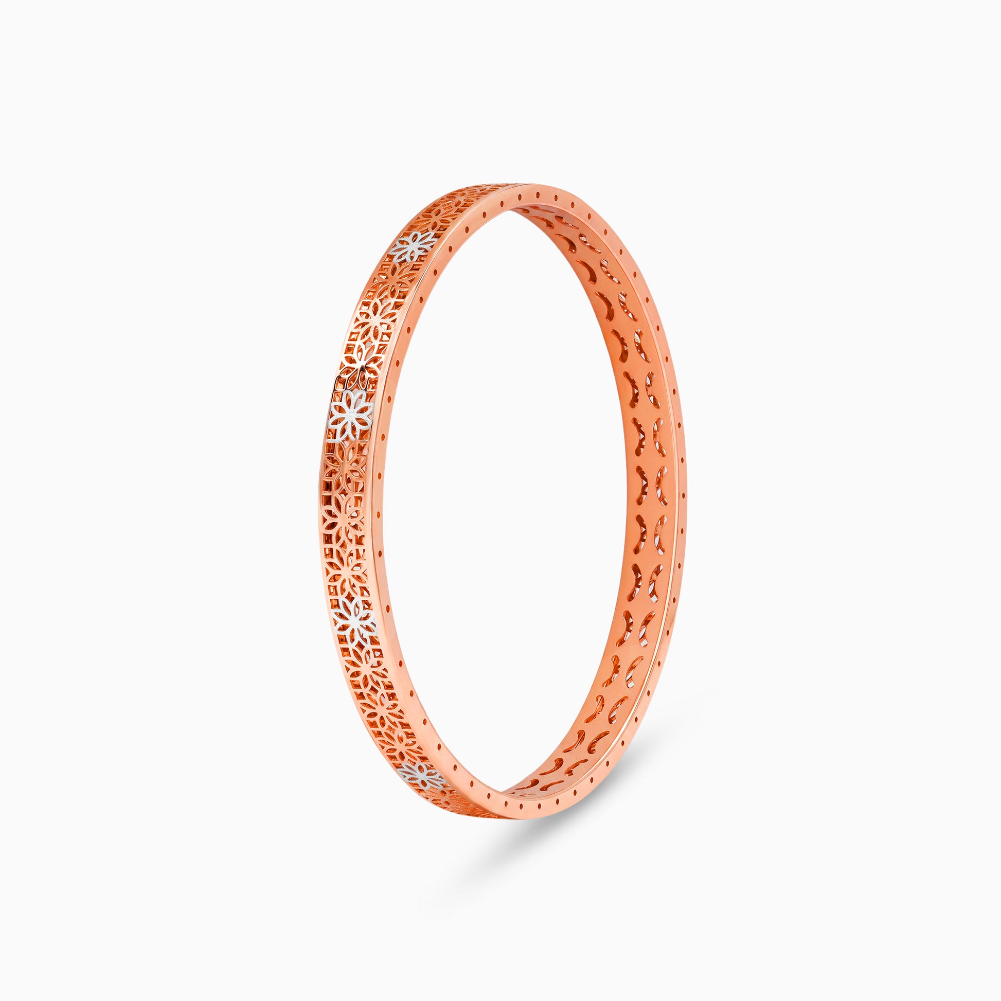 Dual Tone Amandine Silver Bangle (Size 2.6)