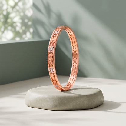 Dual Tone Amandine Silver Bangle (Size 2.6)
