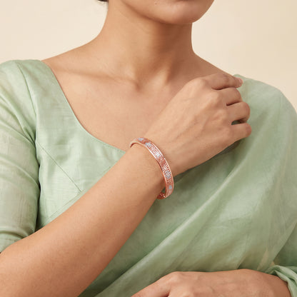 Dual Tone Amandine Silver Bangle (Size 2.6)