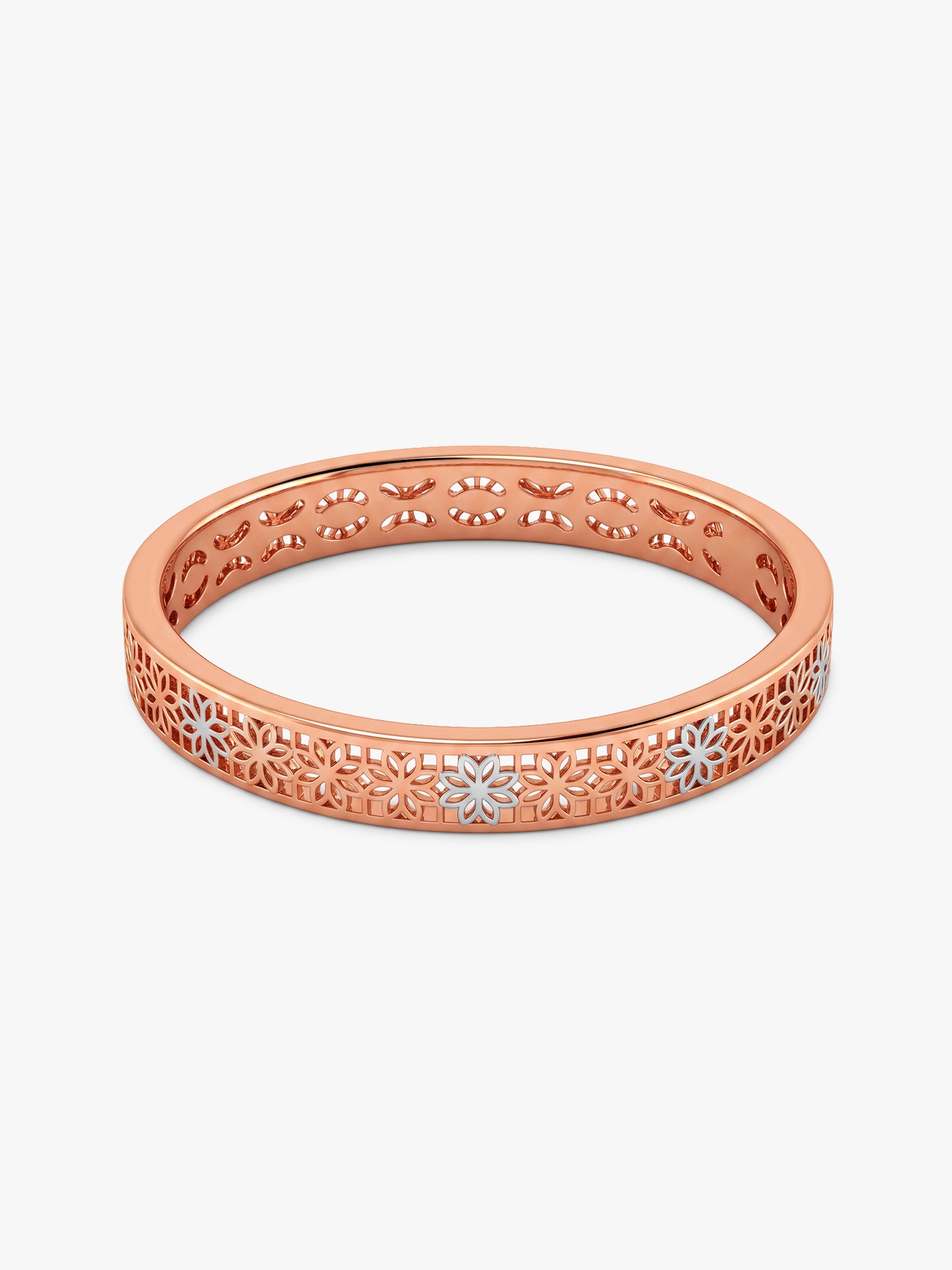Dual Tone Intricate Weave Silver Bangle (Size 2.4)