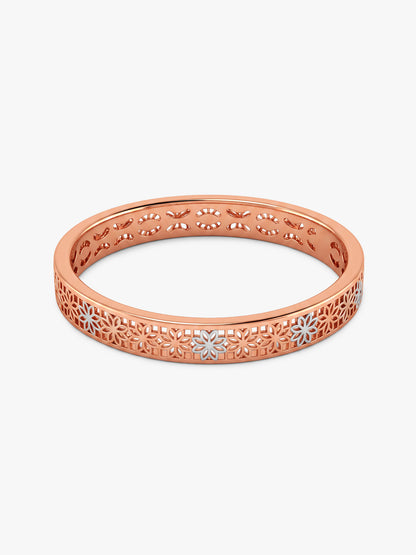 Dual Tone Intricate Weave Silver Bangle (Size 2.4)