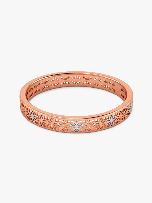 Dual Tone Intricate Weave Silver Bangle (Size 2.4)