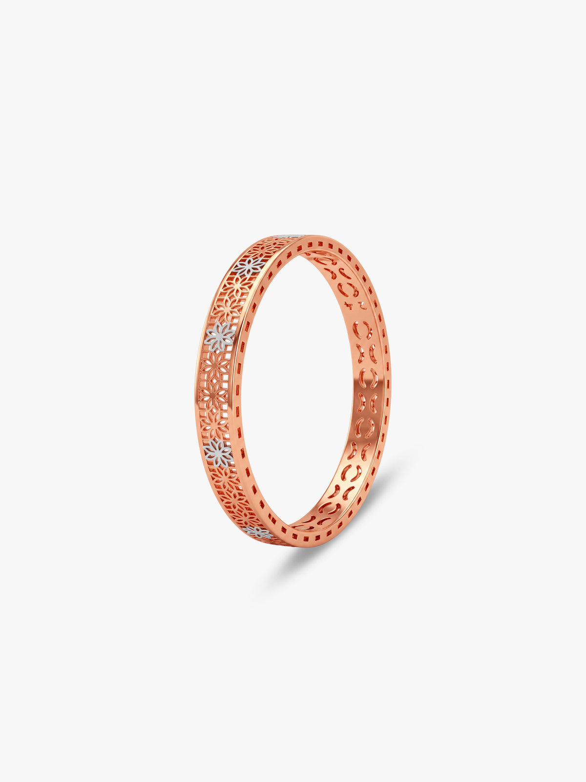 Dual Tone Intricate Weave Silver Bangle (Size 2.4)