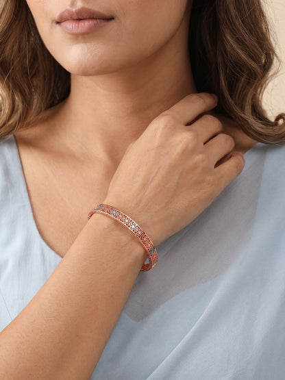 Dual Tone Intricate Weave Silver Bangle (Size 2.4)