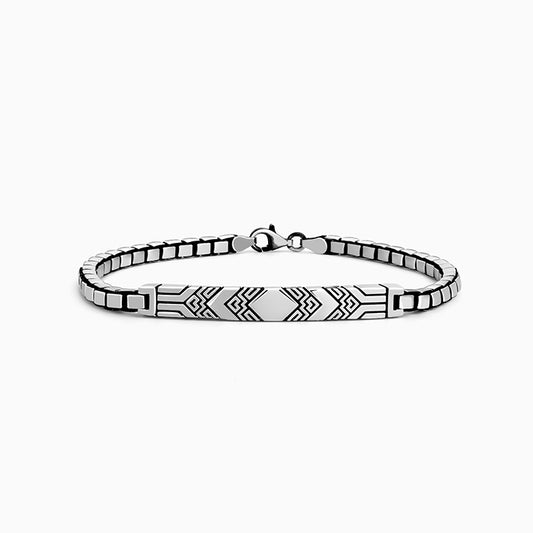 Oxidised Silver Tribal Crest Bracelet For Him