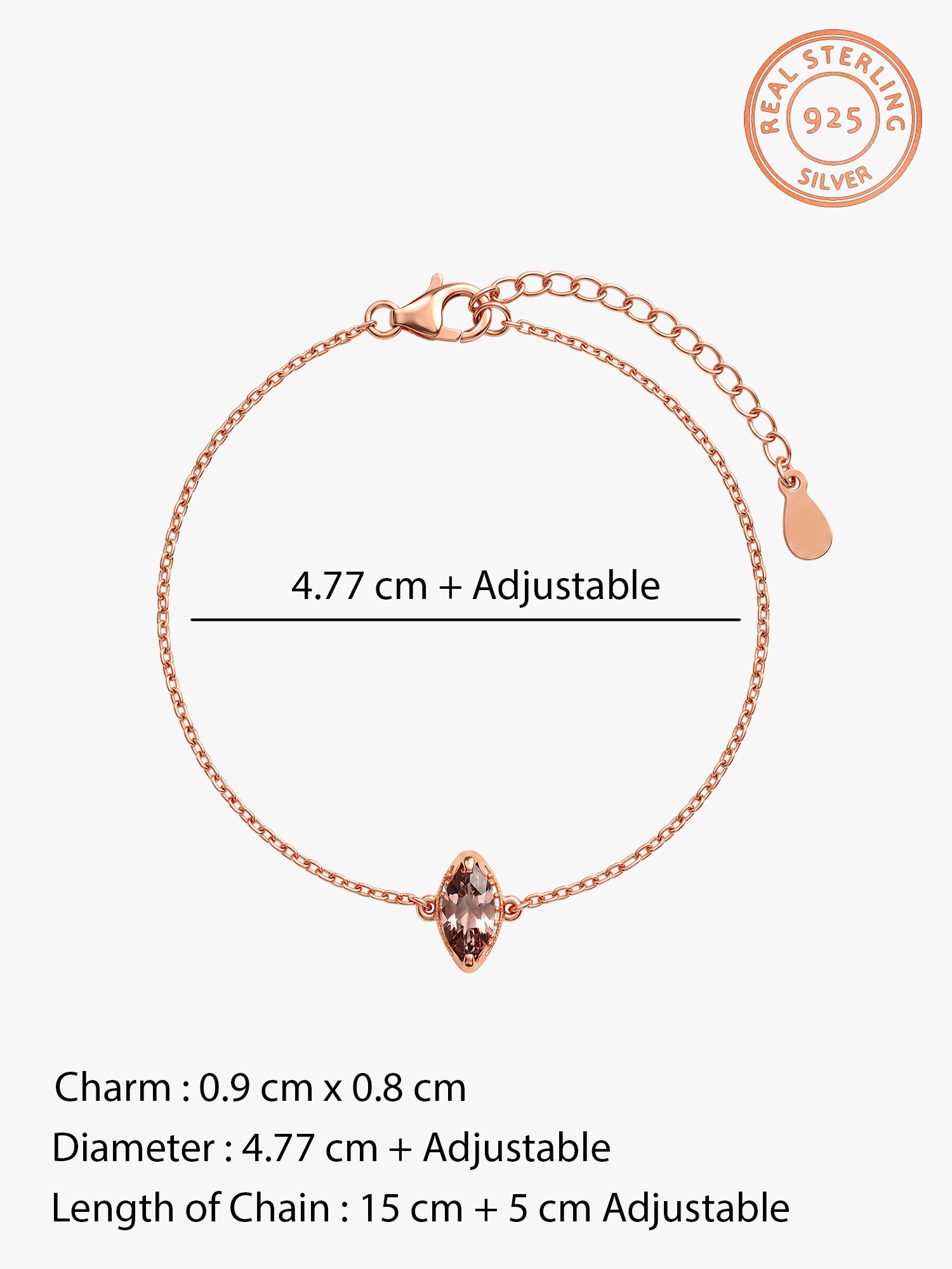 Rose Gold Classic Pear Bracelet