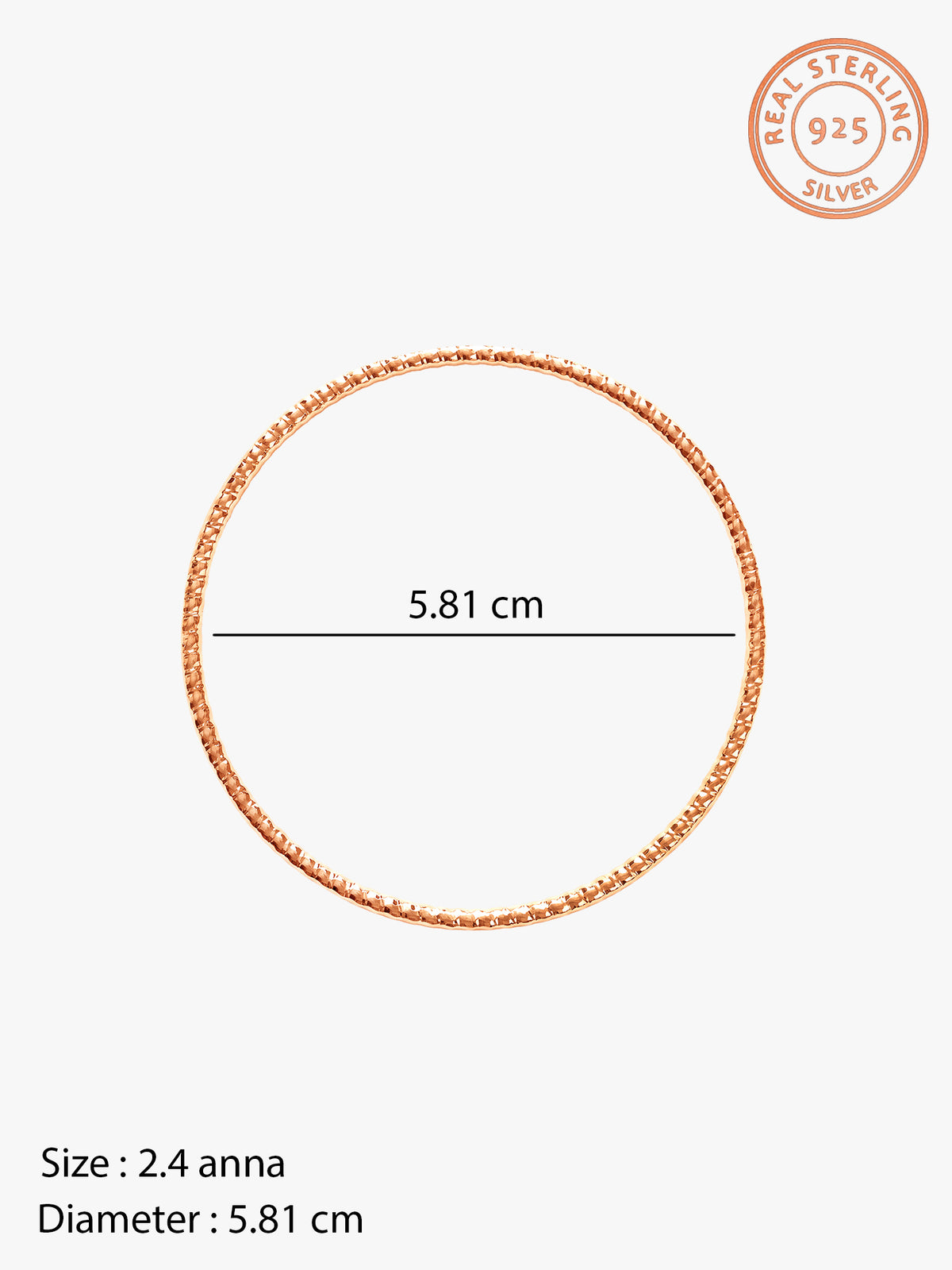 Rose Gold Grace Shine Bangle (Size 2.4)