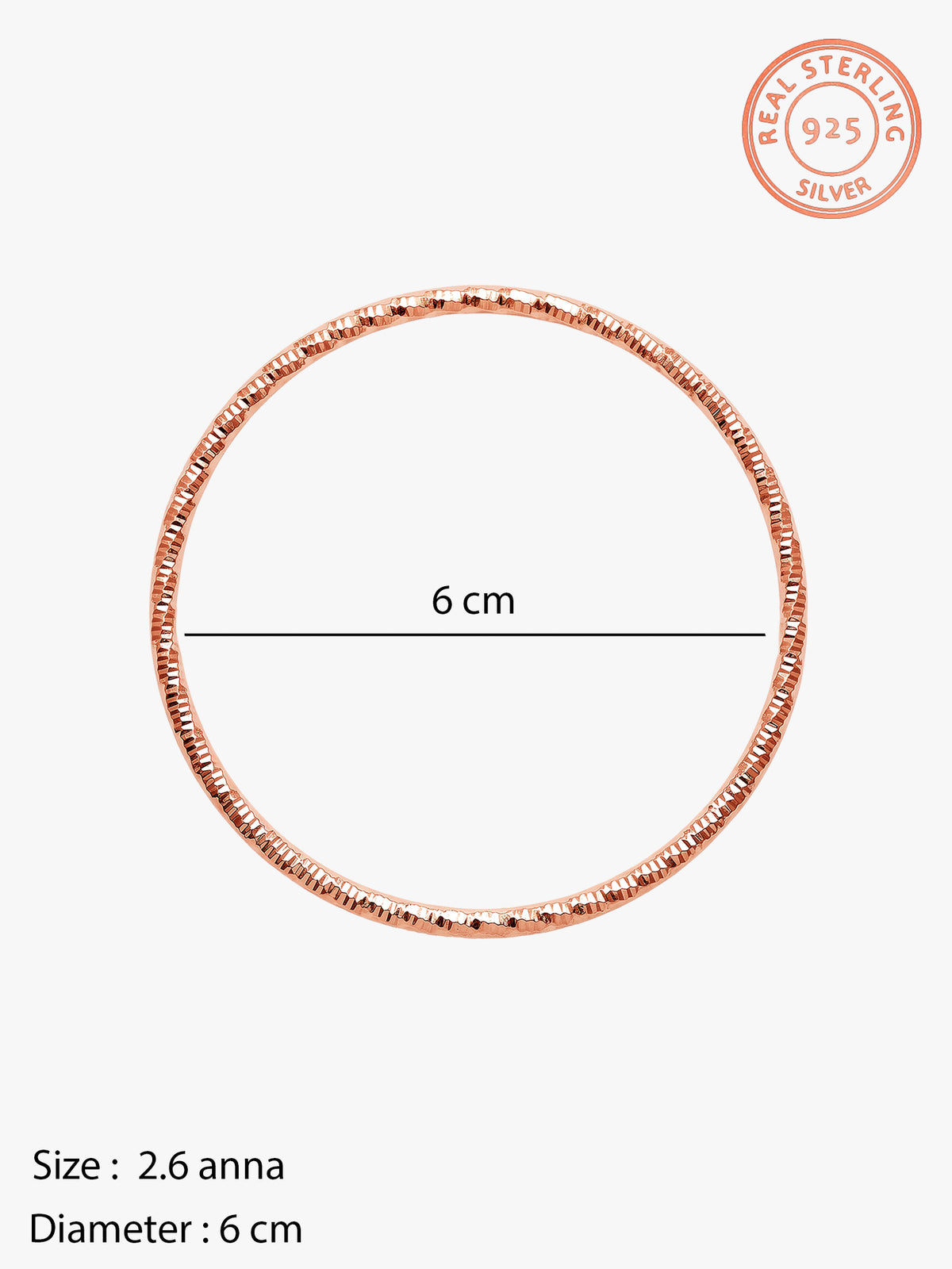 Rose Gold Grace Shine Bangle (Size 2.6)